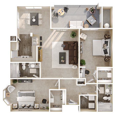 a birds eye view of a floor plan of a house
